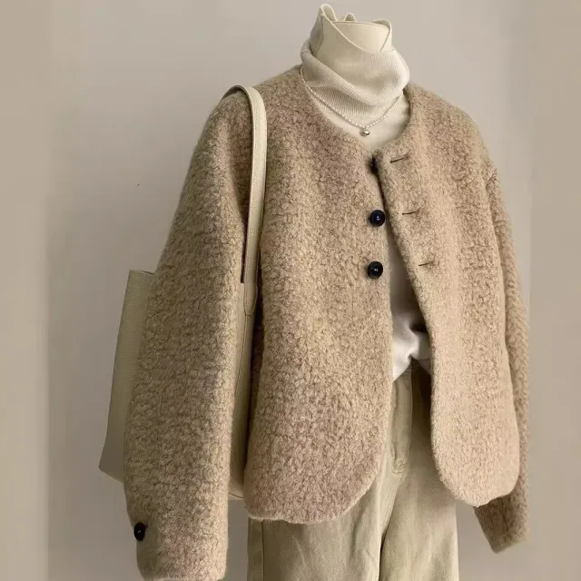 Women's Small Fragrance Short Lamb Fur Coat Picture Color - Shop at LoveMi