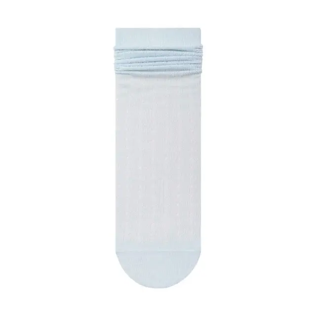 Lace Hollow Solidcolor Mid calf Length Cotton Bunching Socks Lake Blue - Shop at LoveMi