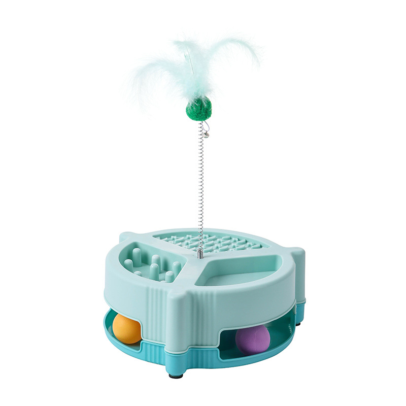 Toy Self-entertainment Boredom-busting Interactive Toy Slow-feeding Bowl For Cats 23.5x9.4cm Green