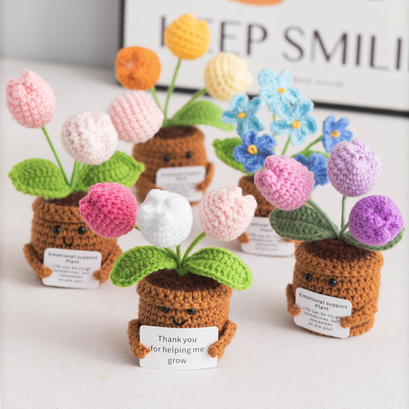 Plant-shaped Plush Character Positive Card Encouragement Doll Desk Ornament