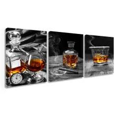 Vodka Wine Glass Still Life Triple Oil Painting Living Room Background Pendant - 19118Style - View 1