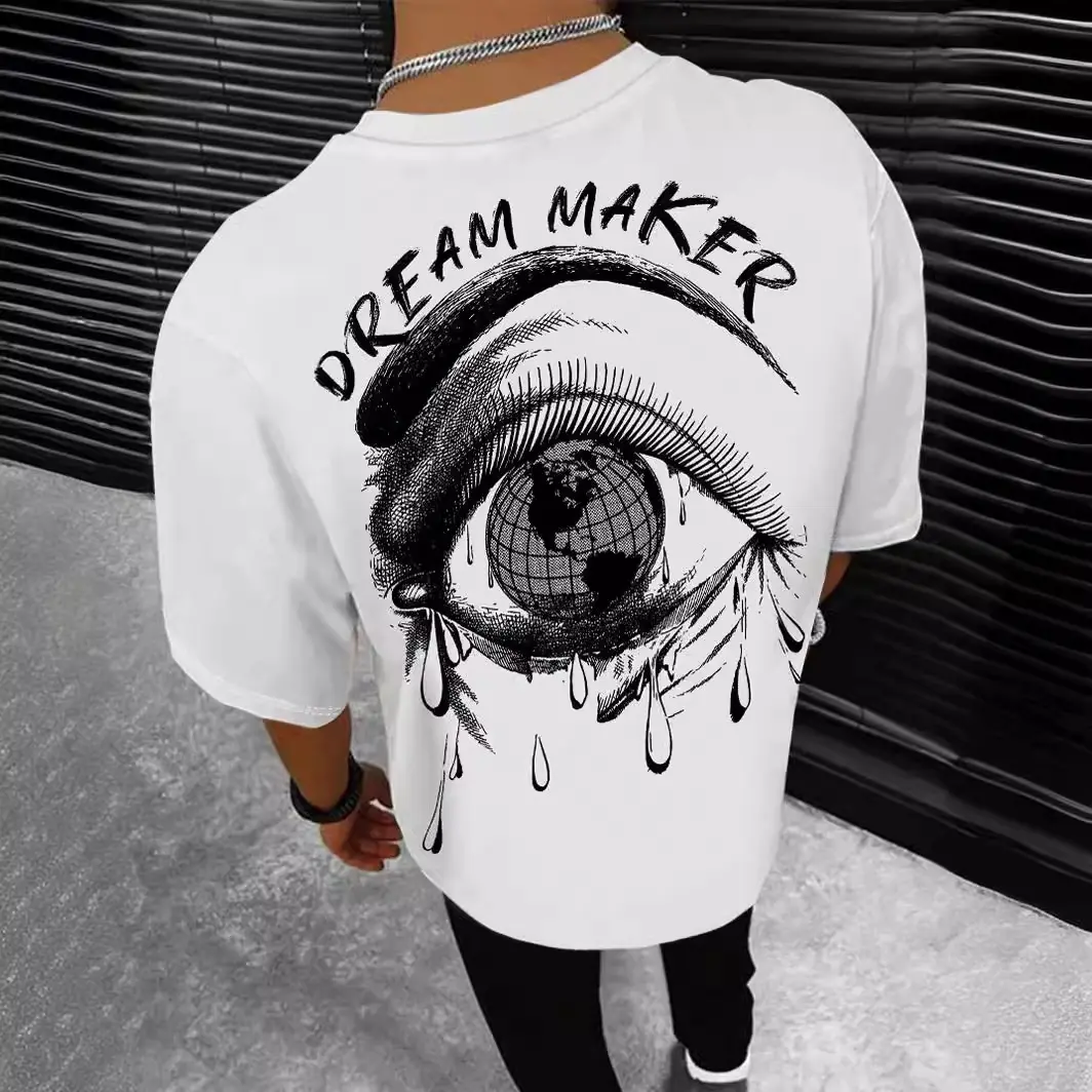 Cross-border Gothic Style Printed Round Neck Loose T-shirt Short Sleeve