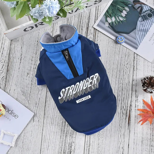 Pet Dog V shaped Splicing Coat Thick Warm Blue - Shop at LoveMi