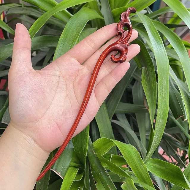 Ebony Antique Carved Hairpin Ruyi Flower - Shop at LoveMi