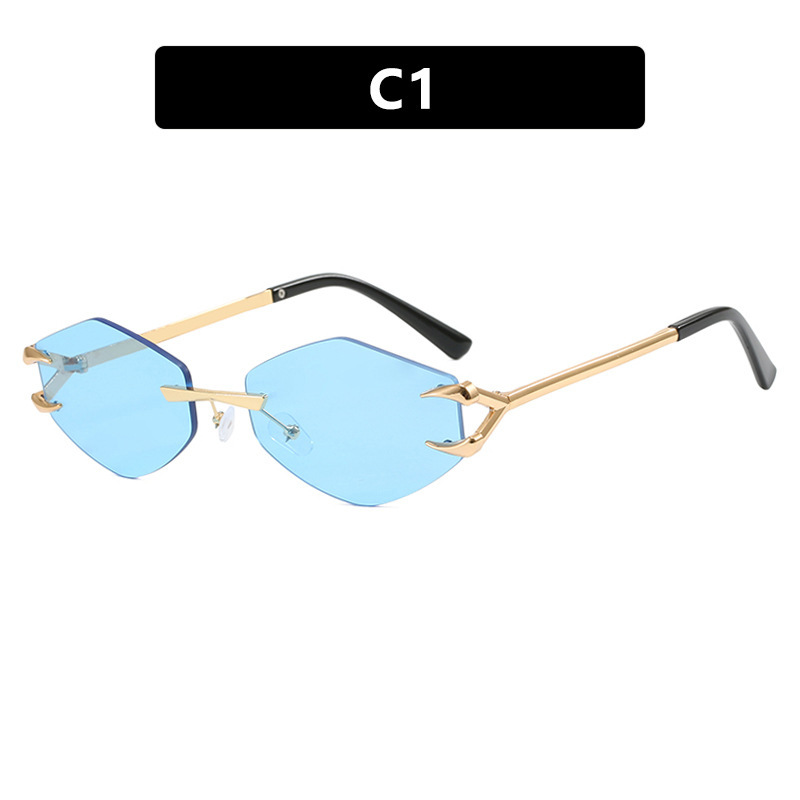 European And American Leisure Hip Hop Trend Sunglasses Frameless Grapple Polygonal Sunglasses - Image 12