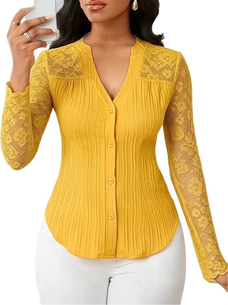 Hollow-out Long-sleeve V-neck Cardigan - Image 3