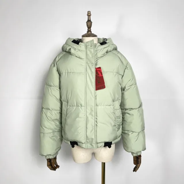 Hooded Solid Color Small Down Coat Green - Shop at LoveMi