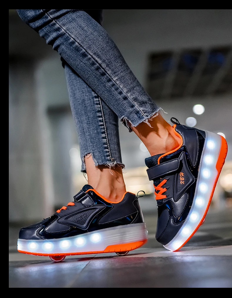 Title 28, Heelys esportivos ultraleves com LED e carregam...