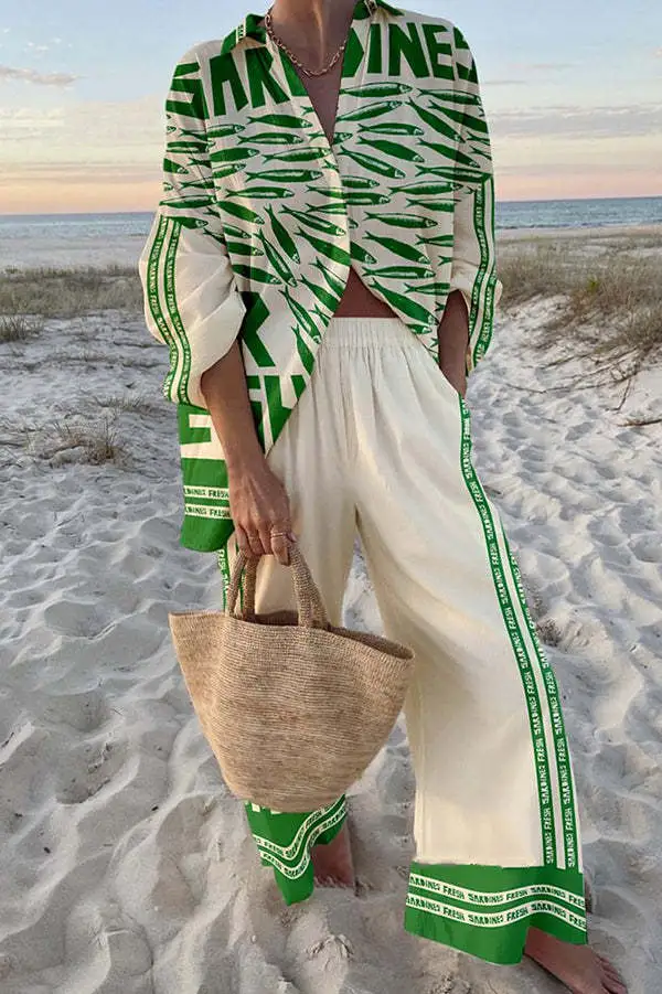 Creative Fish Shading Casual Suit Loose Sports Wide leg Pants 8 Models D031C369 M - Shop at LoveMi