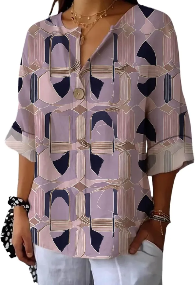 Women's Fashion Personalized Cotton Shirt Casual Top Purple - Shop at LoveMi