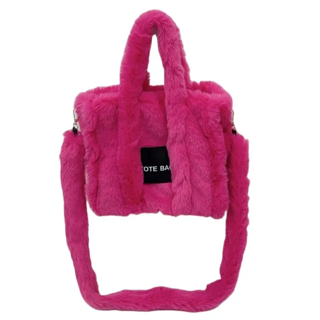 Women's Faux Rabbit Fur Portable Large capacity Crossbody Bag Rose - Shop at LoveMi