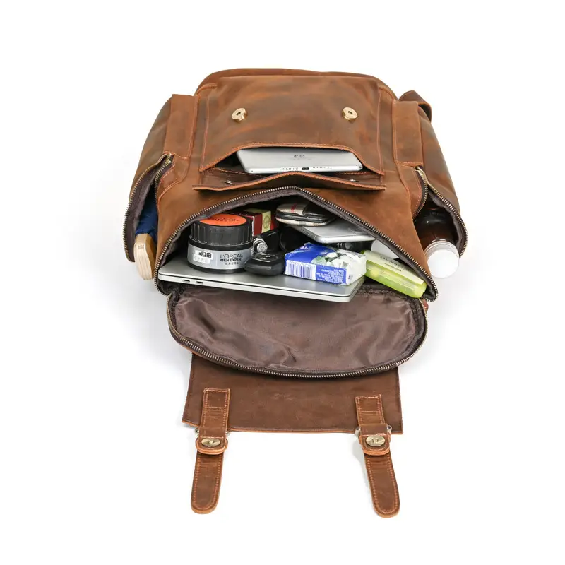 Crazy Horse Leather Men's Leather Backpack First Layer Cowhide