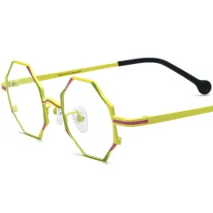 Women's All-match Multicolour Ultra-light Pure Titanium Myopia Glasses - Yellow - View 1