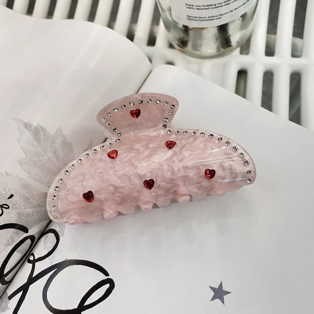 Spot Drill LOVE Hair Accessories Letters LOVE Barrettes High Sense - Love Heart About 8.5Cm