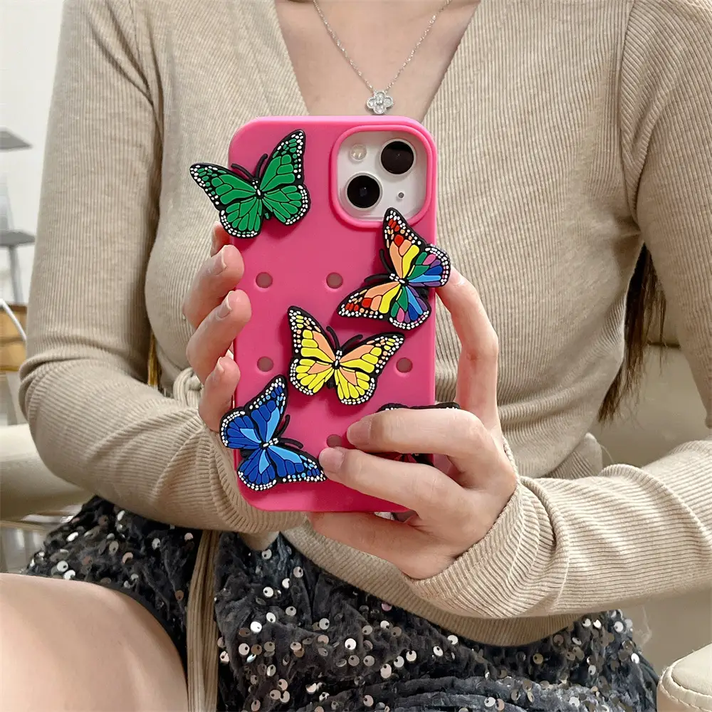 Three-dimensional Colorized Butterfly Phone Case Silicone Hole Shell