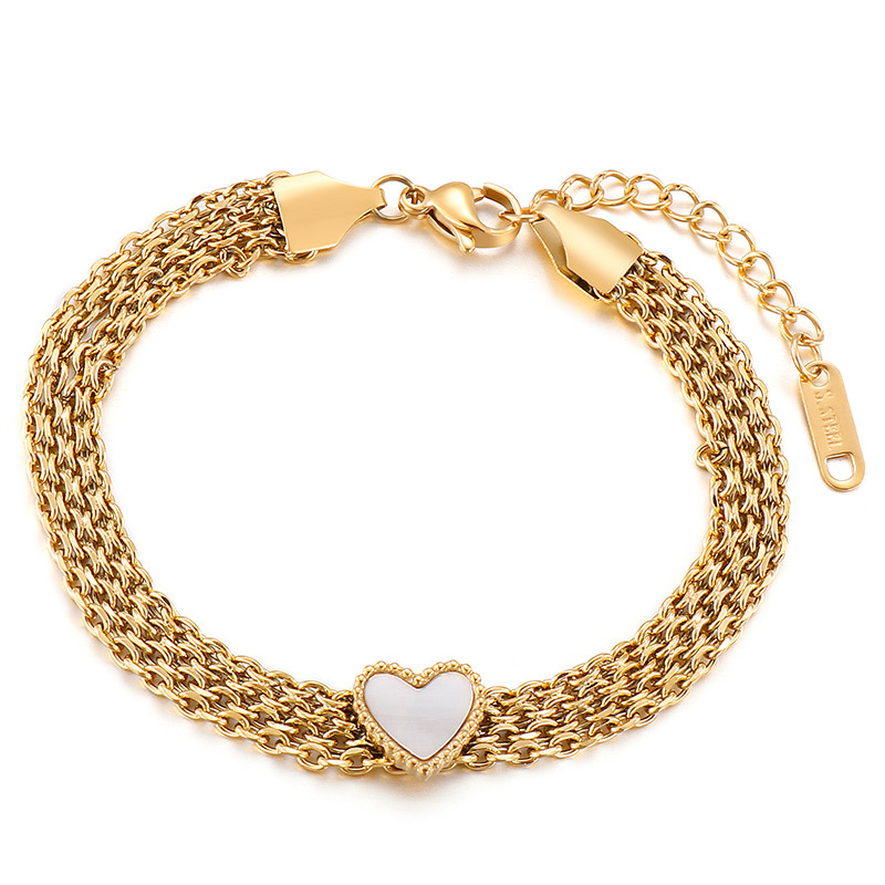 Fashion Trend Love Titanium Personality Peach Heart Stainless Steel Multi-layer Bracelet