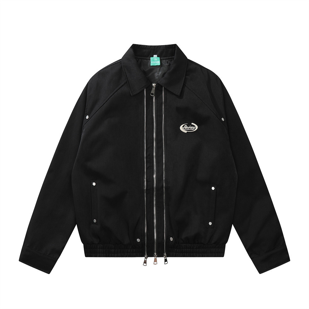 Men's Spring And Autumn American Two-way Zipper Stitching Pu Shuai Flight Jacket