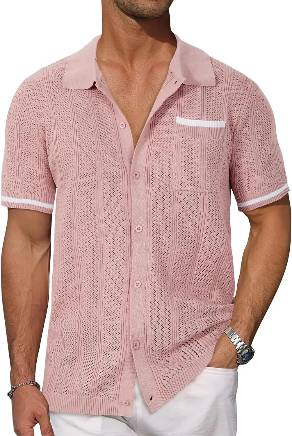 Short-sleeved Shirt Pocket Hollow Breathable Cool Summer