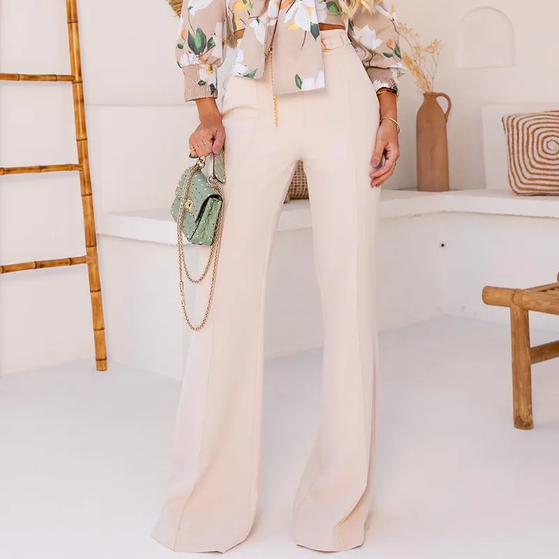 Women's Fashion Printed Bow Long Sleeve Shirt Wide Leg Pants Suit - Trousers-Xl