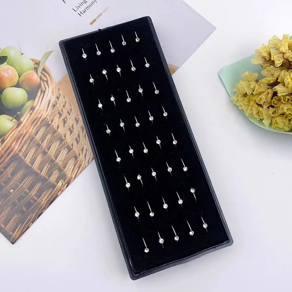 40 PCs C- Type Nose Ring Diamond With Diamond