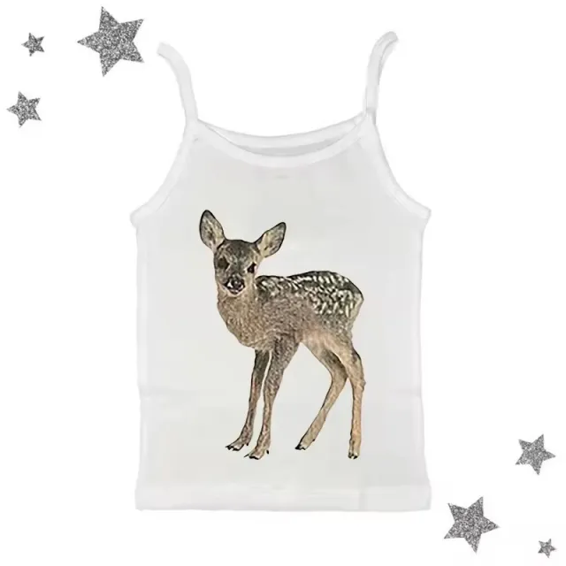 Women's Retro Easy Matching Deer Printed Lace Top Shorts White Suspender 1 - Shop at LoveMi