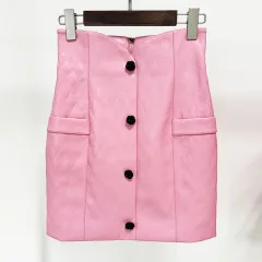 Fashion Flower Decorative Rose Buckle Rhombic Leather Short Coat - Skirt - View 1