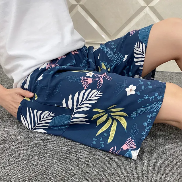 Summer Women's Pajama Pants Cotton Silk Shorts Home Loose Peacock Blue - Shop at LoveMi