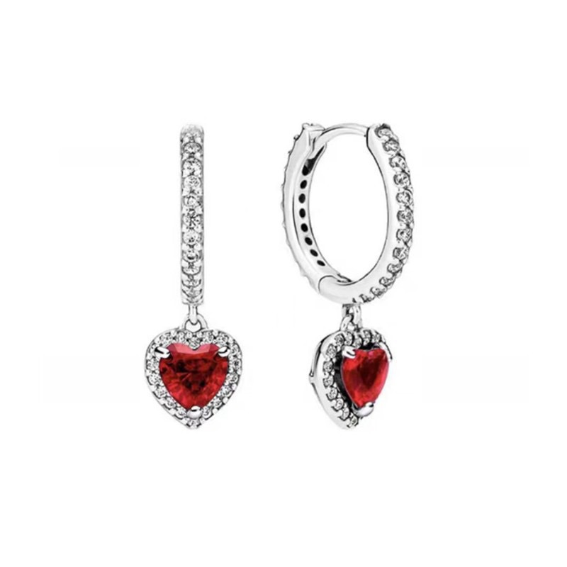 Series Of Red Pink And White Heart-shaped Stud Earrings