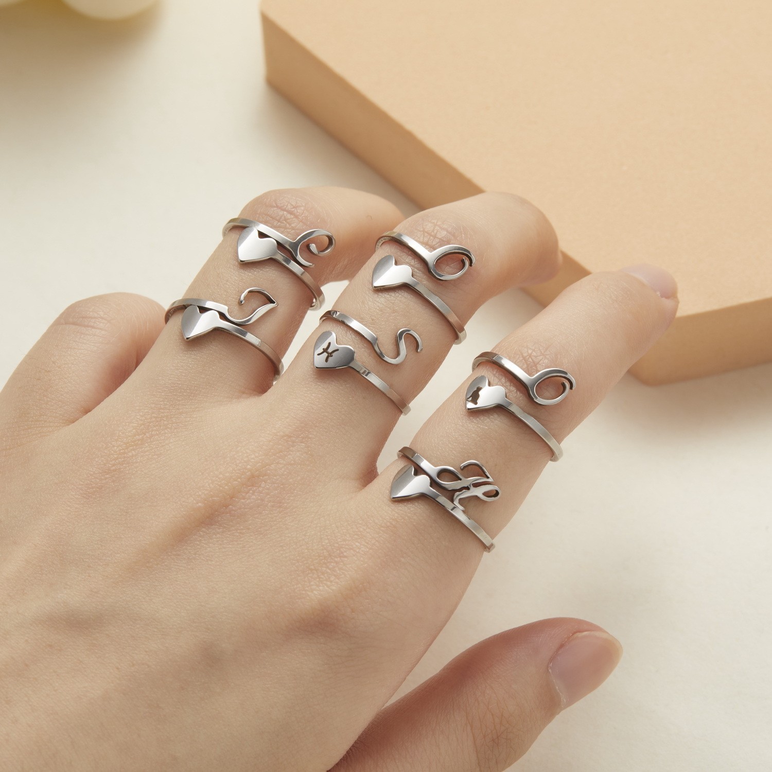 Simple Letter Three-dimensional Loving Heart With Opening Adjustable Ring