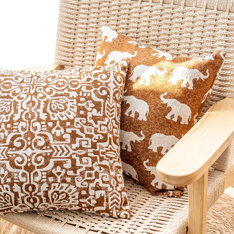 Ethnic Style Yarn-dyed Elephant Throw Pillow Cushion