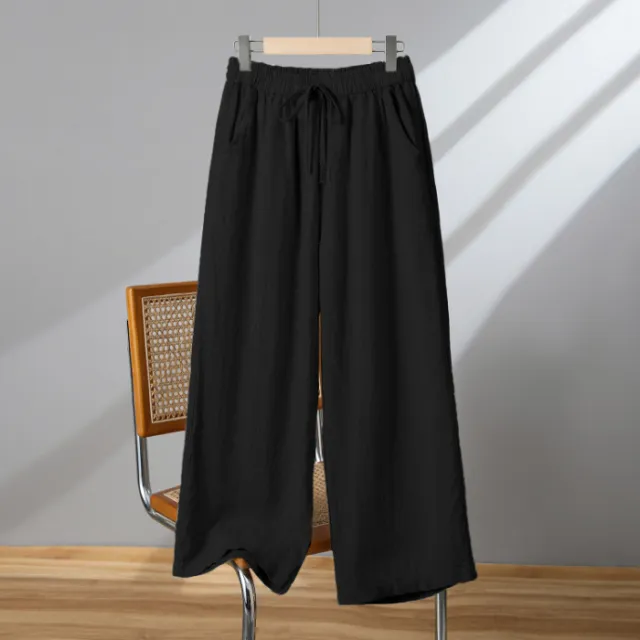 Women's Drawstring Straight Thin Casual Pants Black - Shop at LoveMi
