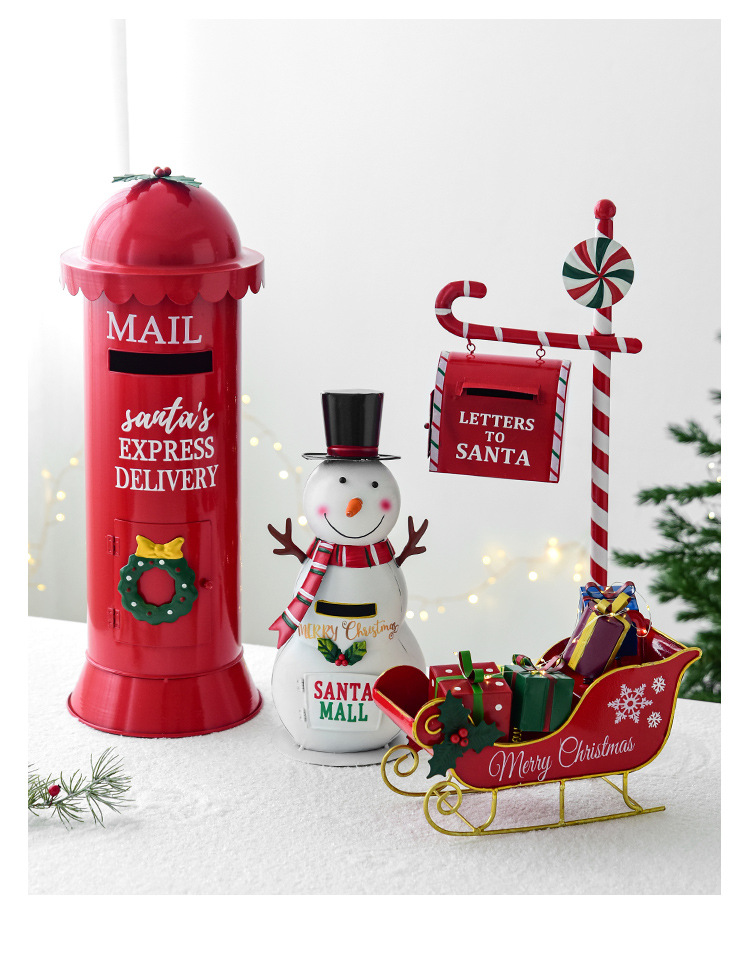 Title 3, Wrought Iron Post Box Mailbox Sledge Snowman Ho...