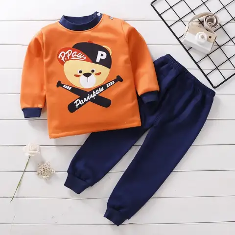 Children's Thermal Underwear Set Fleece-lined Thickened Boys' Clothes Infant