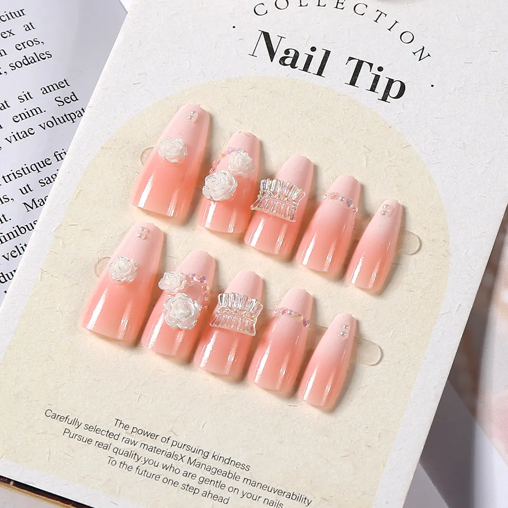 Ice Crystal Multilayer Bow Nail Tip 3 Dstereo Nail Sticker - Ice Crystal Bow Flower