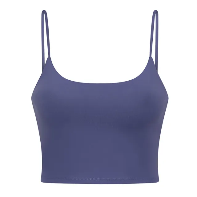 Push Up Shockproof Beauty Back Strap Sports Fitness Yoga Top With Chest Pad Light Purple Gray - Shop at LoveMi