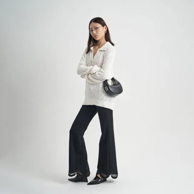 Black Trousers Lace Drawstring Women's High Waist Black - Shop at LoveMi