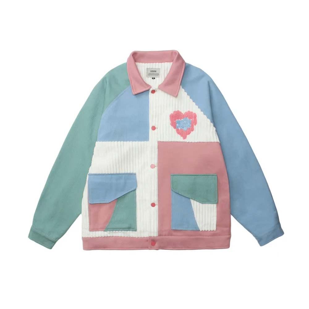 Women's Irregular Color Matching Love Coat - Color Matching
