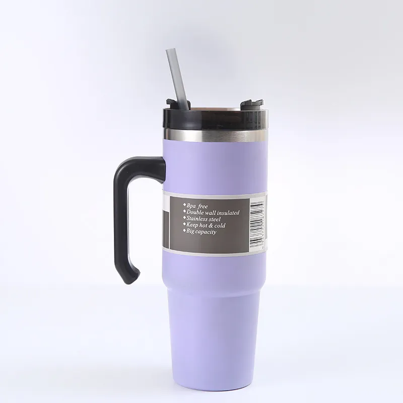 Cup Car With Handle Straw Cup - Lavender Purple