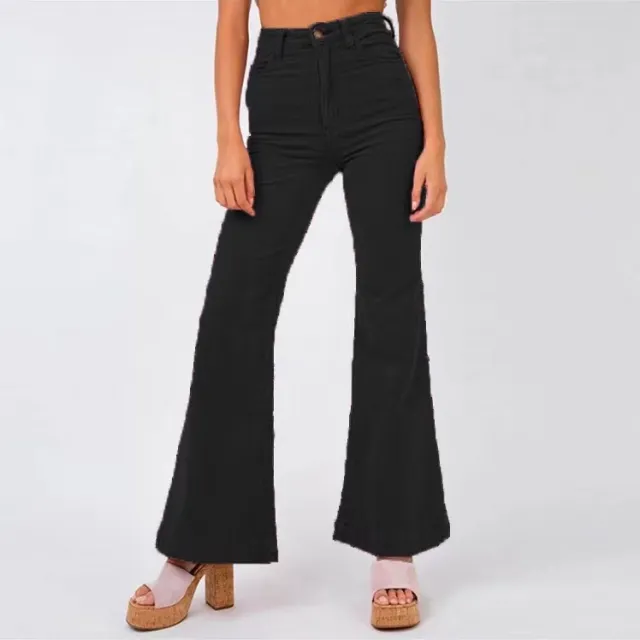 Fashion New Corduroy Bell bottom Pants Wide Leg Pants Women Street Solid Color Casual Black - Shop at LoveMi