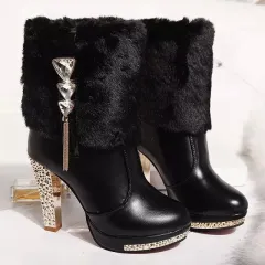 Ankle Boots High Heel Chunky Heel Women - Black - View 1