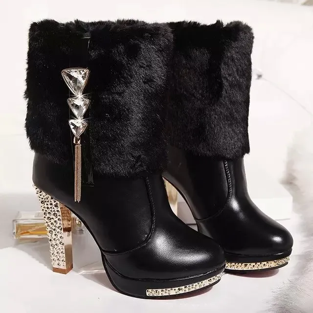 Ankle Boots High Heel Chunky Heel Women Black - Shop at LoveMi