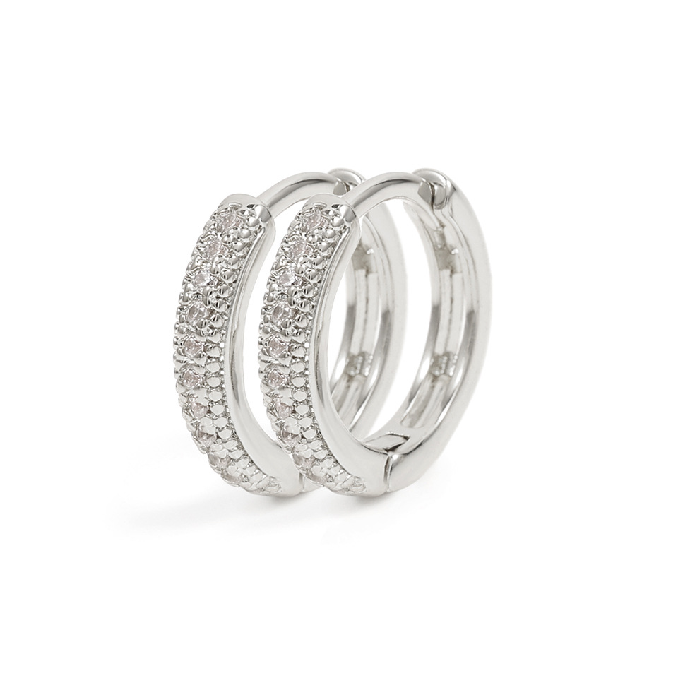 Simple Metal Cold Fine Zircon-embedded Earrings