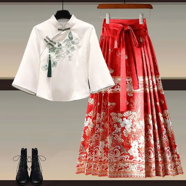 New Wear A Set Of Plus Size Hanfu Horse face Skirt Two piece Suit C Set - Shop at LoveMi