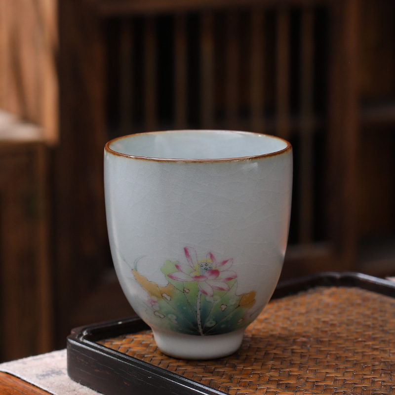 Ceramic Personal Tea Cup Gracked Glaze Supportable Tea Cup