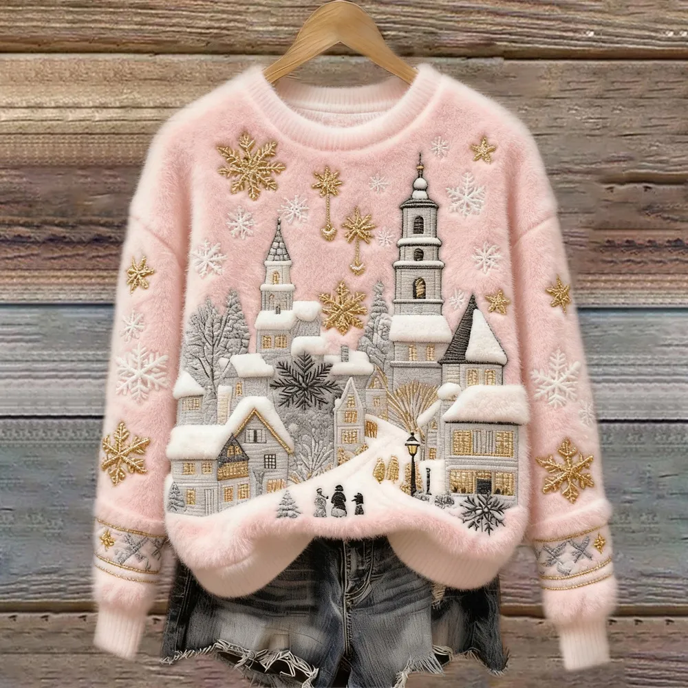 Women's Christmas Crew-neck Patterned Top - Mfh4Xicg1Yxk901-2Xl