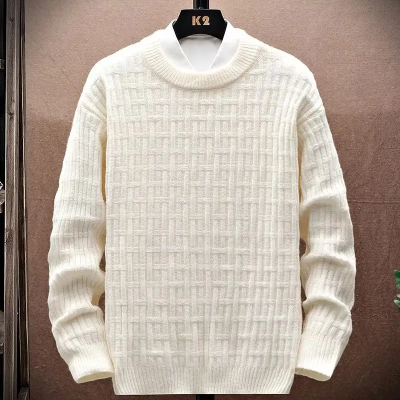 New Winter Crew Neck Sweater Men's Loose Outer Wear
