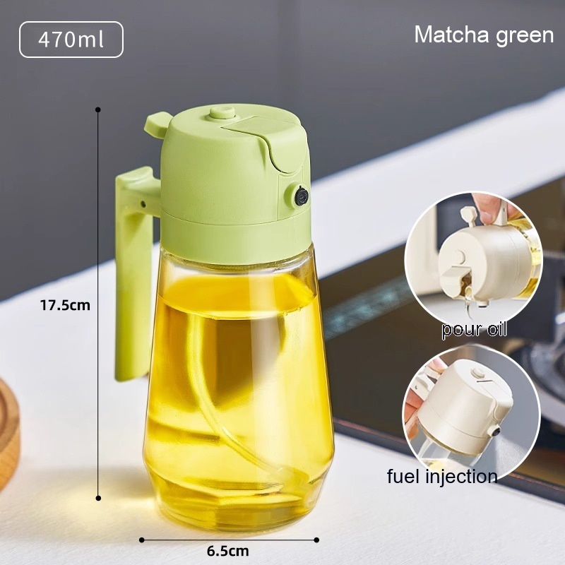 470ML Olive Oil Sprayer Dispenser For Cooking BBQ 2 In 1 Glass Oil Vinegar Soy S