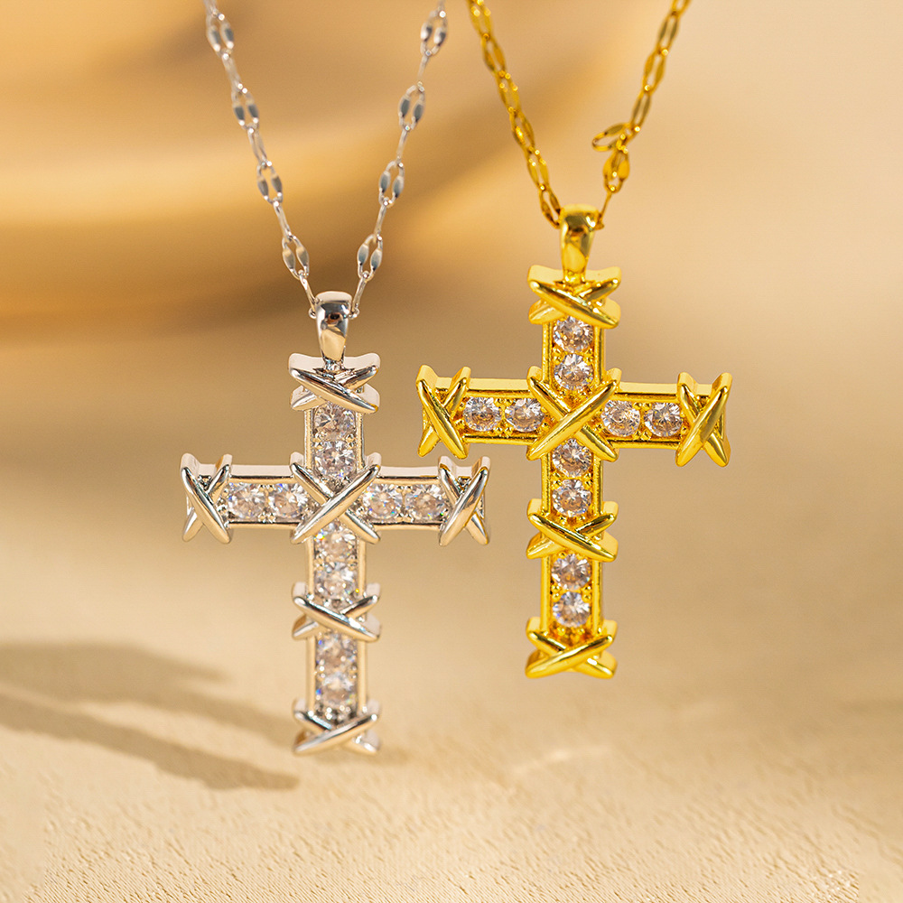 Cross Necklace Women's European And American Classic Style Versatile Simple High-end Sense