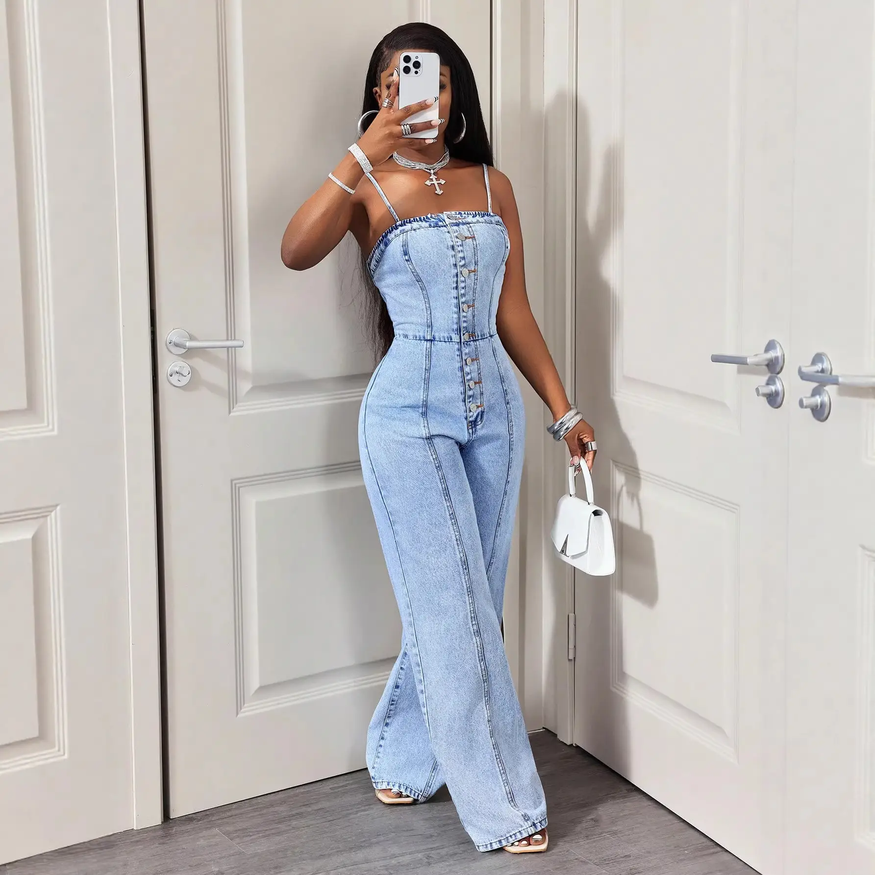 Women's Denim Suspender Jumpsuitoverall Pants