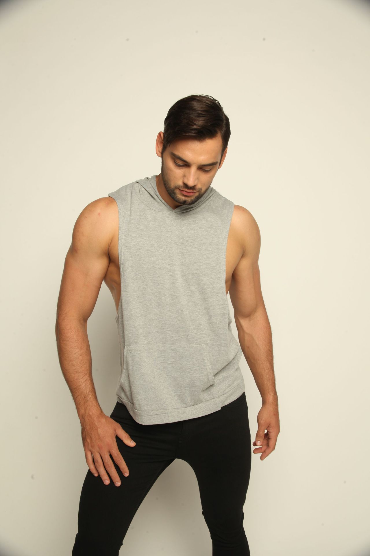 Title 2, Sports style mens hooded sleeveless vest sweater